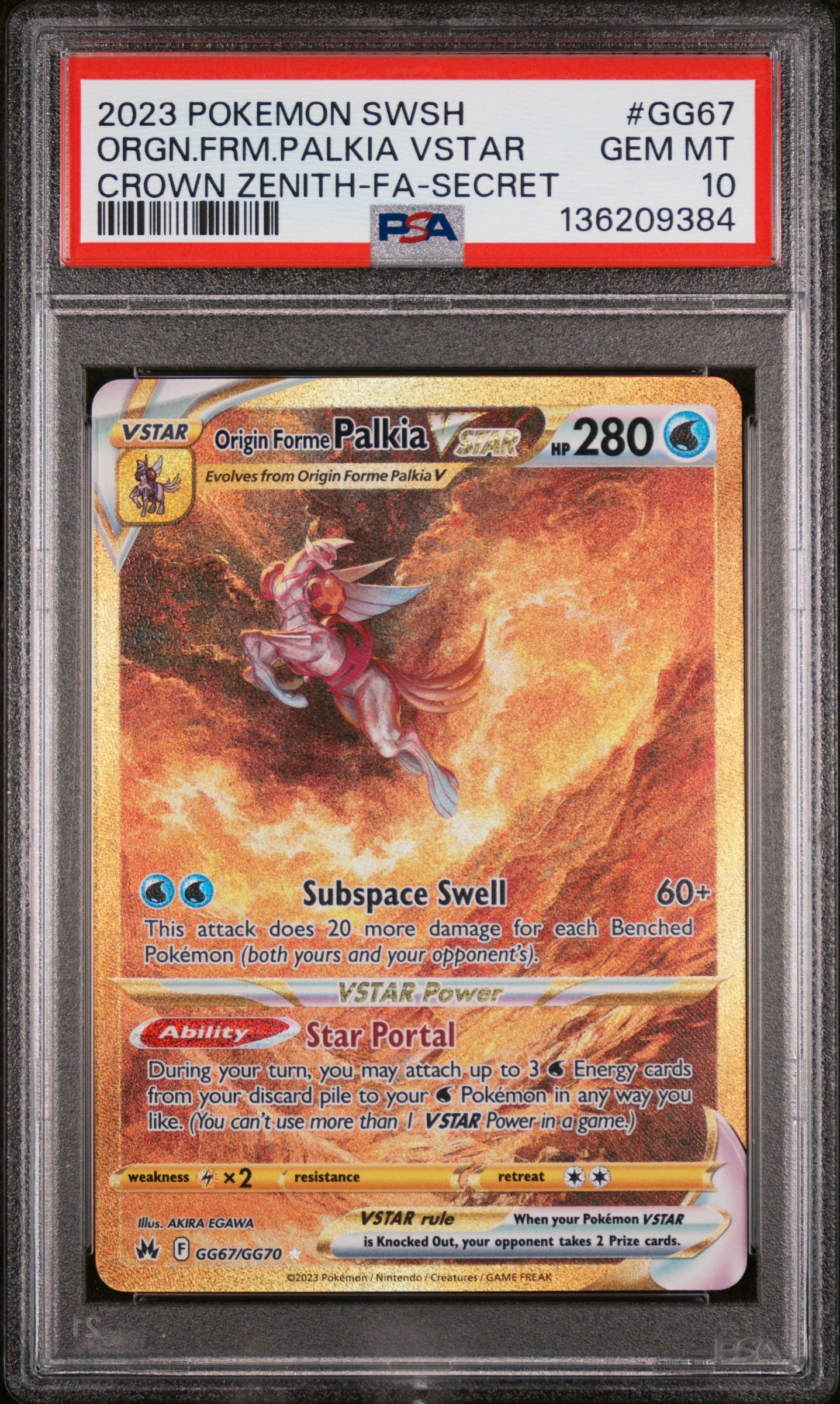PSA 10 - ORGN.FRM.PALKIA VSTAR #GG67