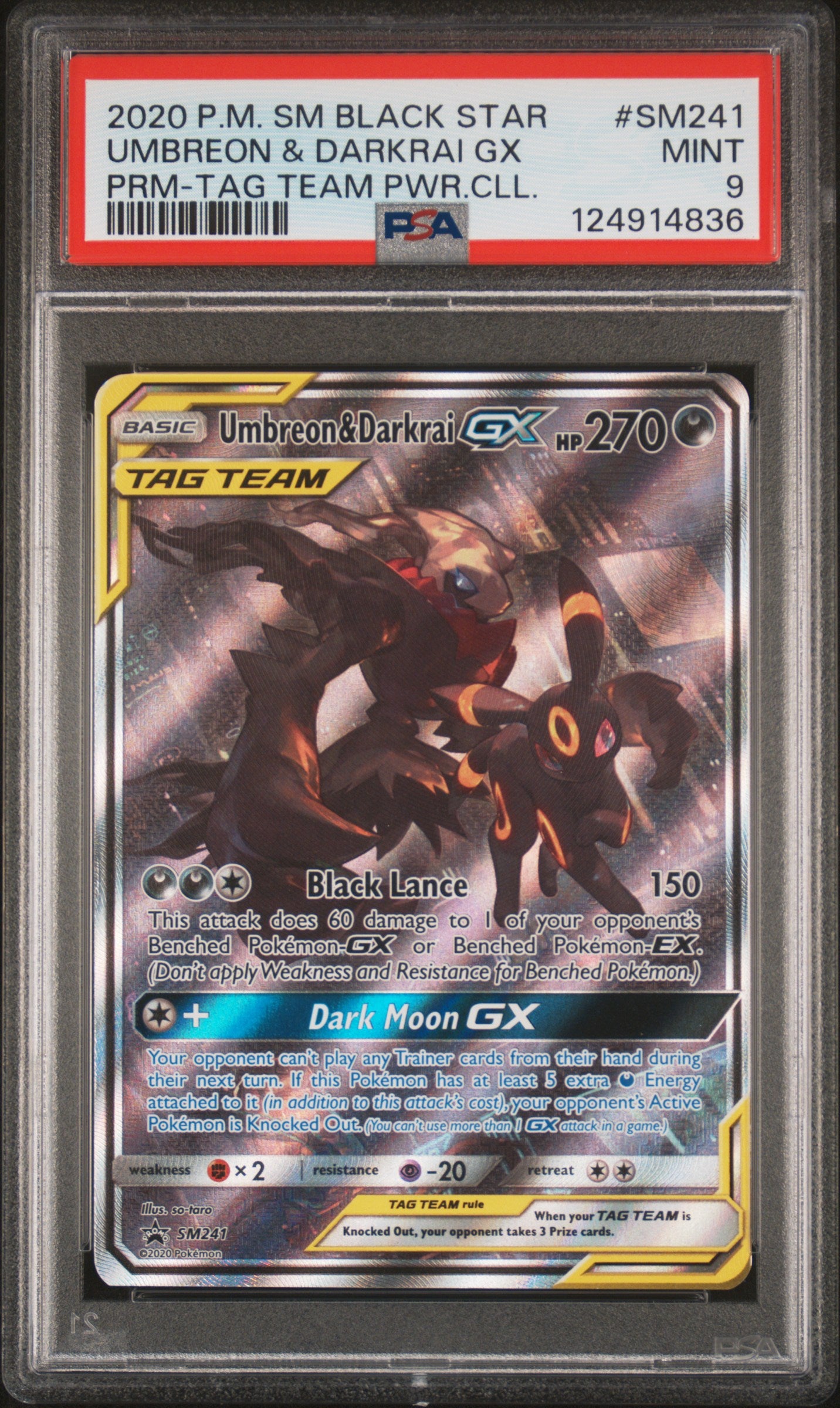 PSA 9 - Umbreon & Darkrai GX Promo SM241
