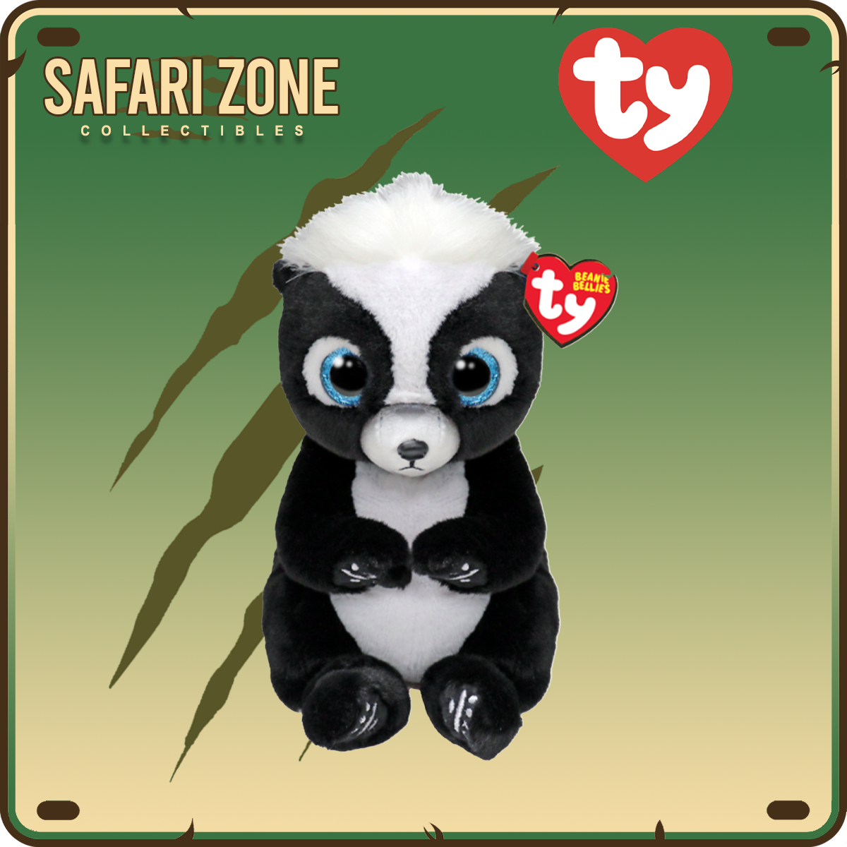 TY Beanie Babies - Rukus - Black & White Skunk