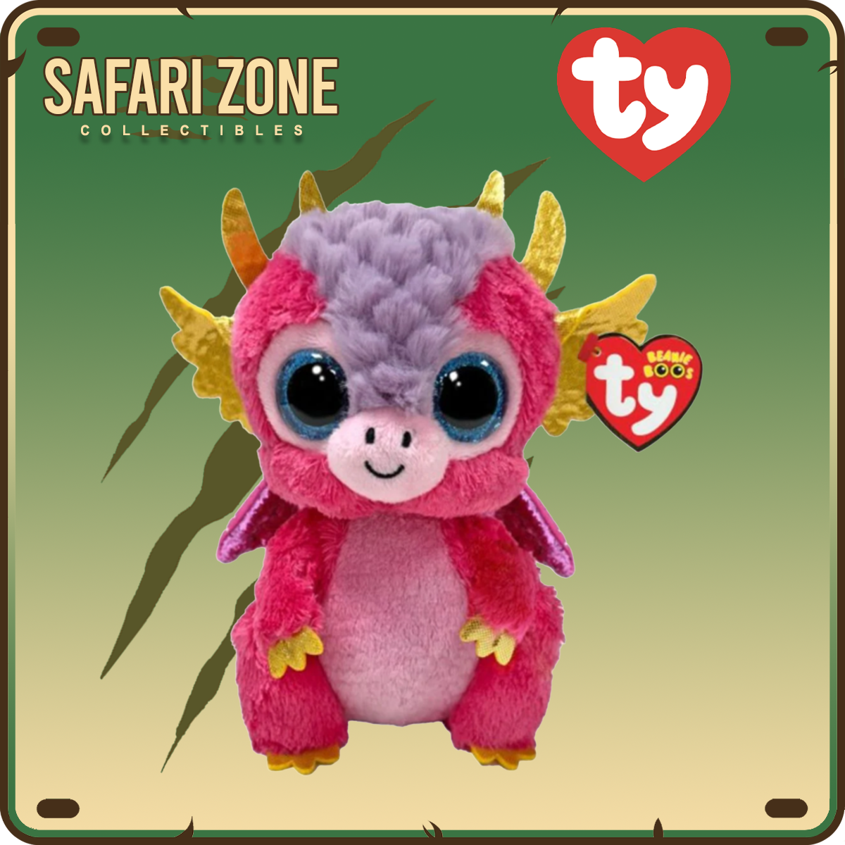 TY Beanie Babies - Mia - Pink Baby Dragon