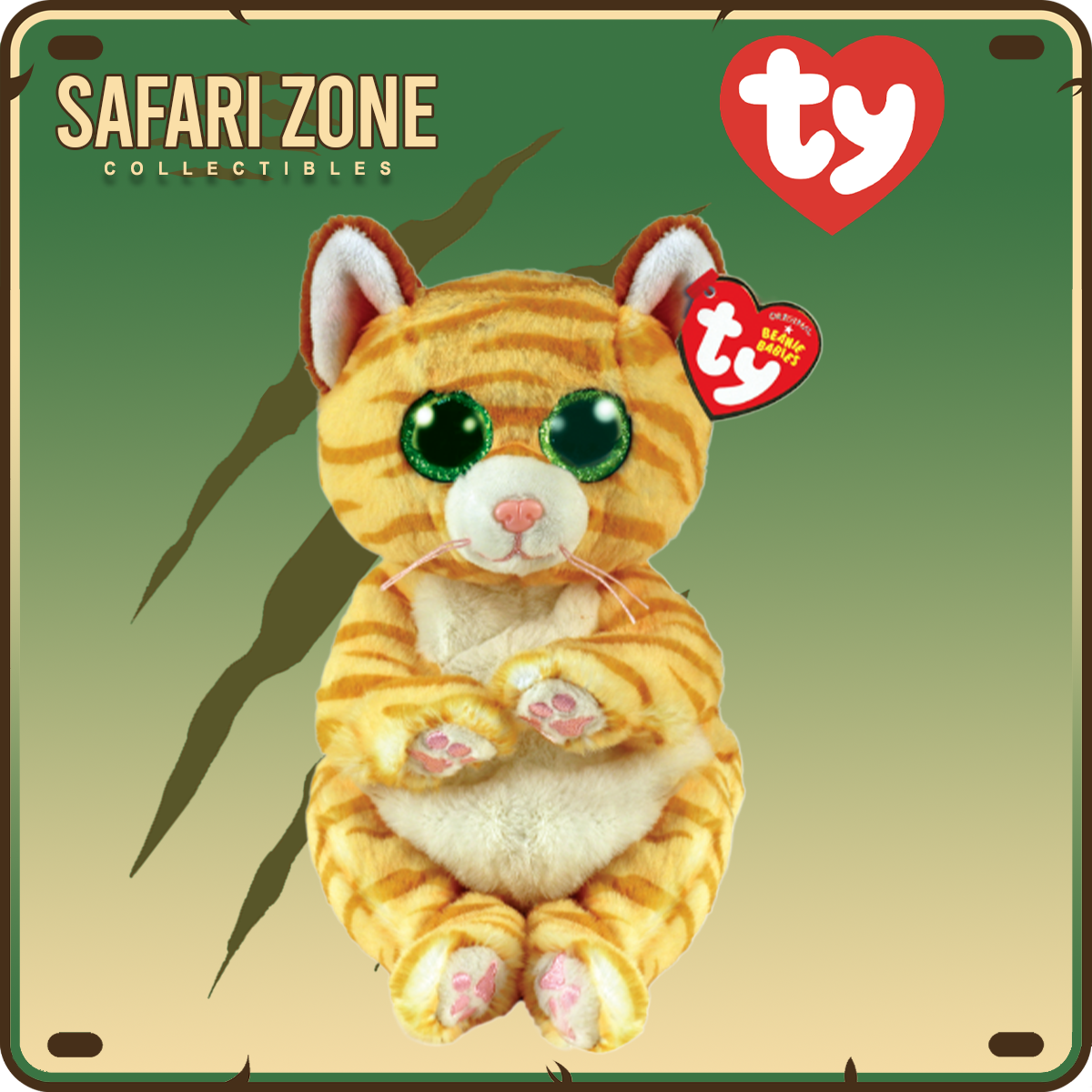 TY Beanie Babies - Mango - Gold Striped Cat