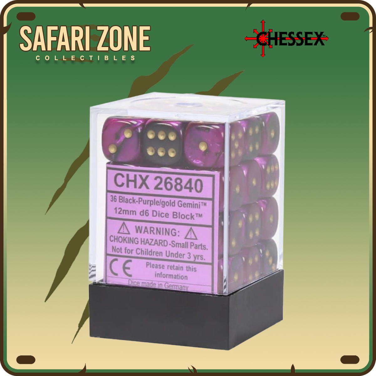 Chessex Dice - 12mm - Black-Purple/Gold