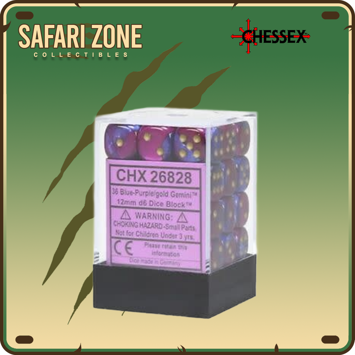 Chessex Dice - 12mm - Blue-Purple/Gold