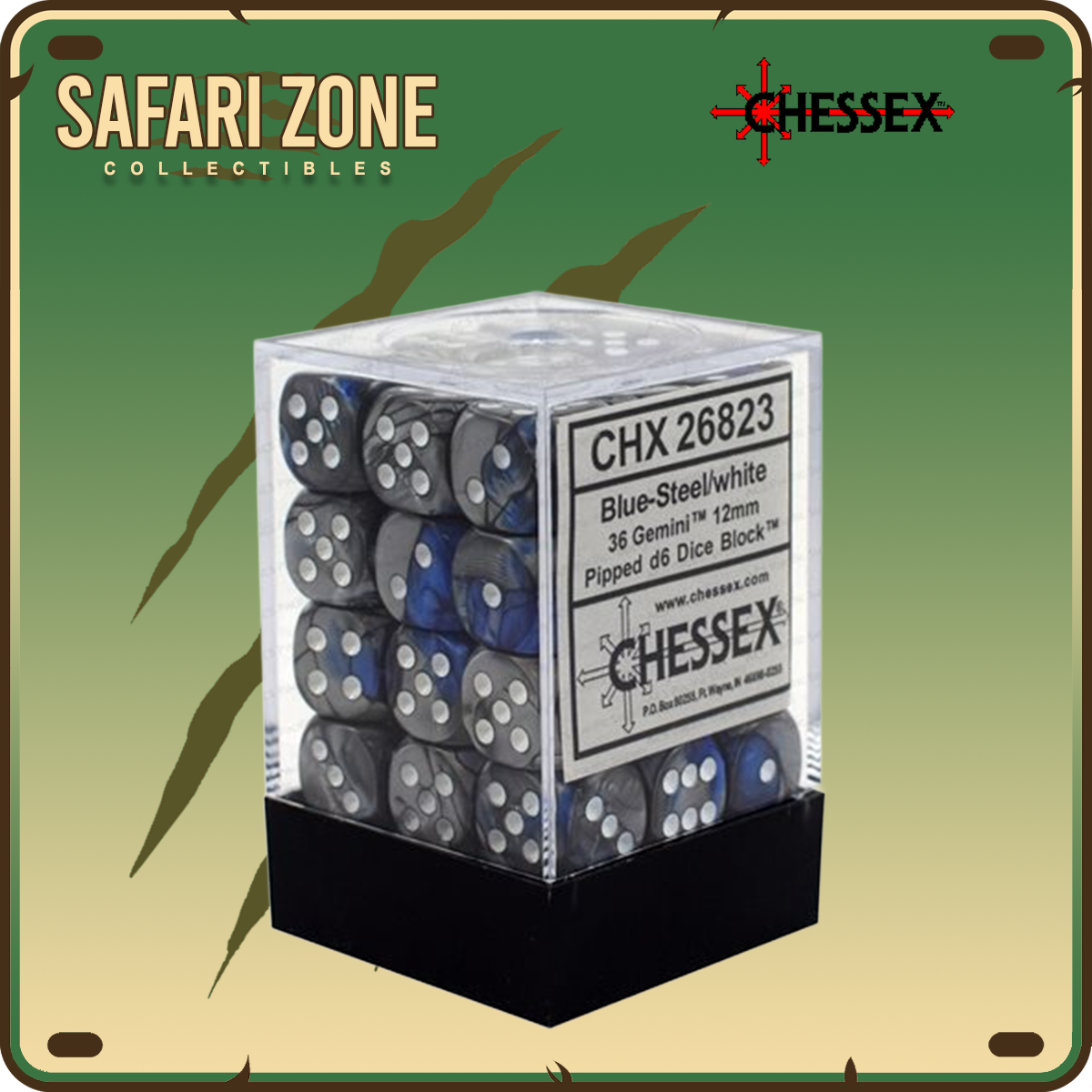 Chessex Dice - 12mm - Blue-Steel/White