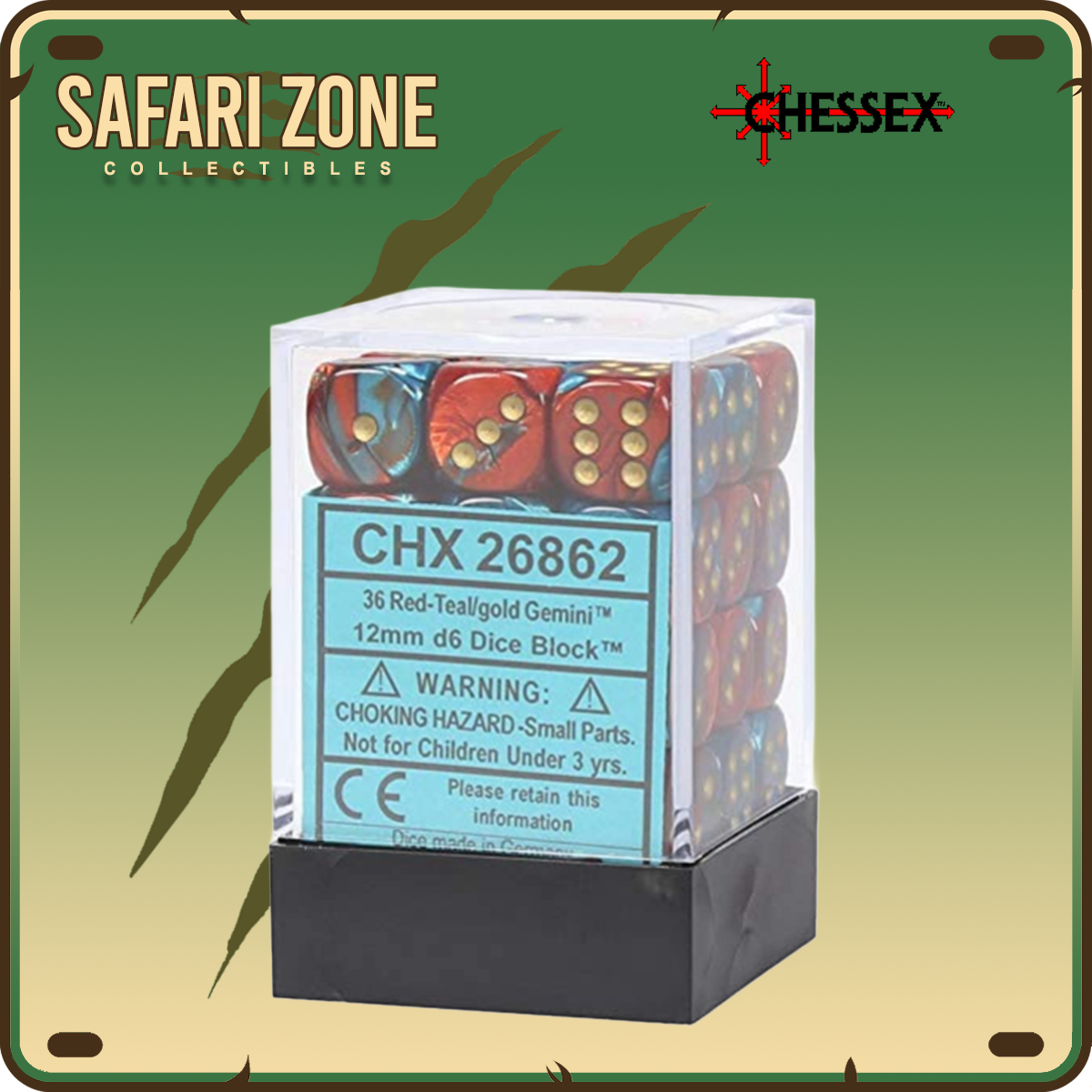 Chessex Dice - 12mm - Red-Teal/Gold