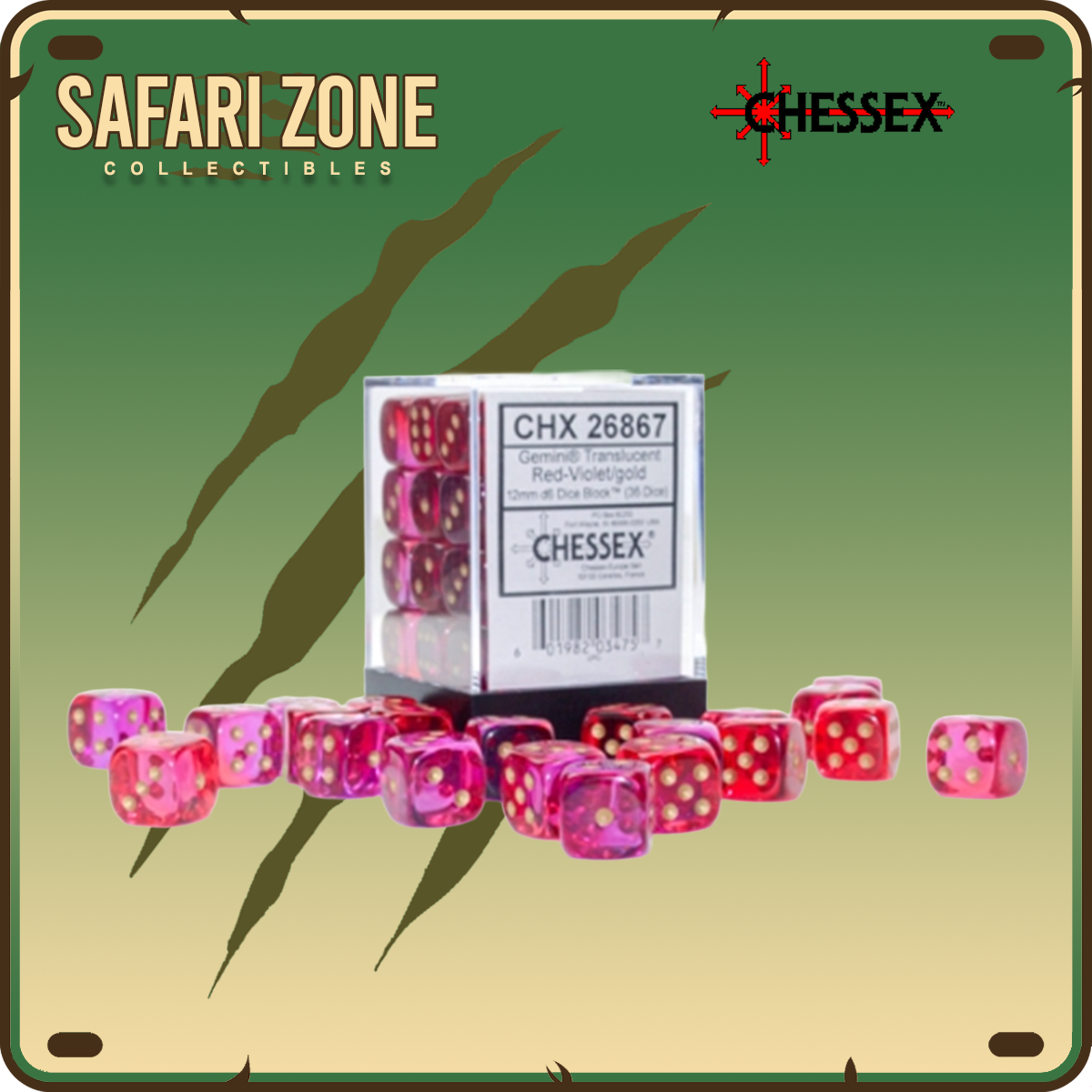 Chessex Dice - 12mm - Red-Violet/Gold
