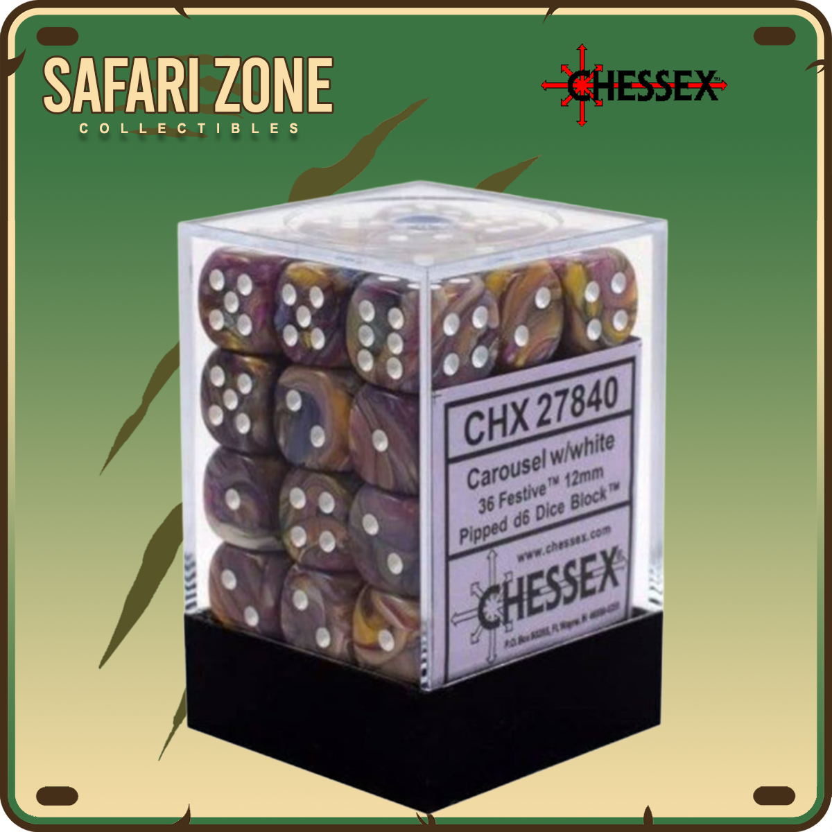 Chessex Dice - 12mm Festive Carousel / White