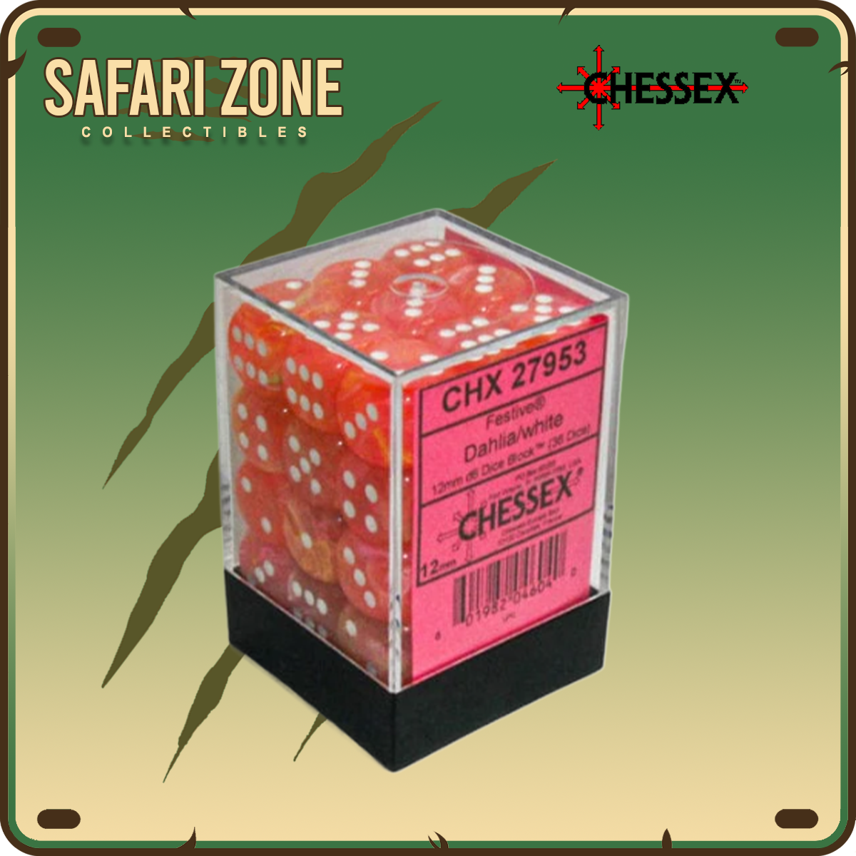 Chessex Dice - 12mm Festive - Dahlia / White