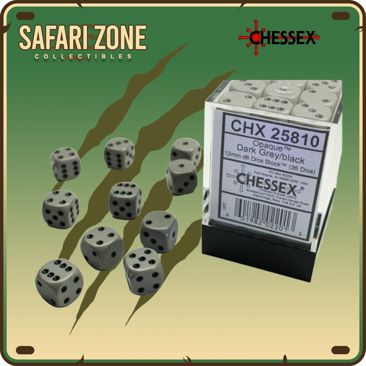 Chessex Dice - 12mm - Opaque - Dark Grey / Black