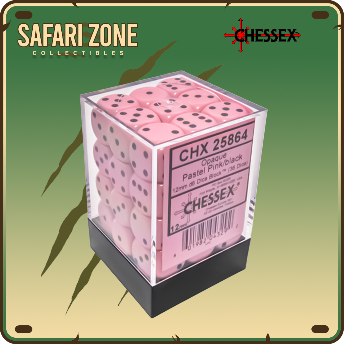 Chessex Dice - 12mm - Opaque - Pastal Pink / Black