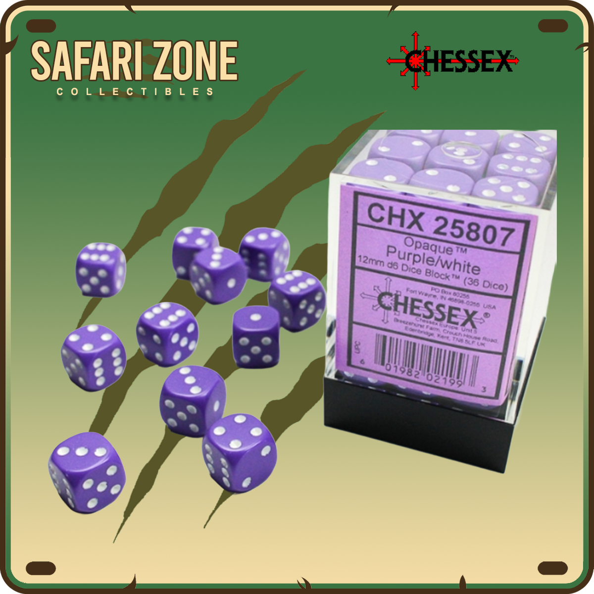 Chessex Dice - 12mm - Opaque - Purple / White