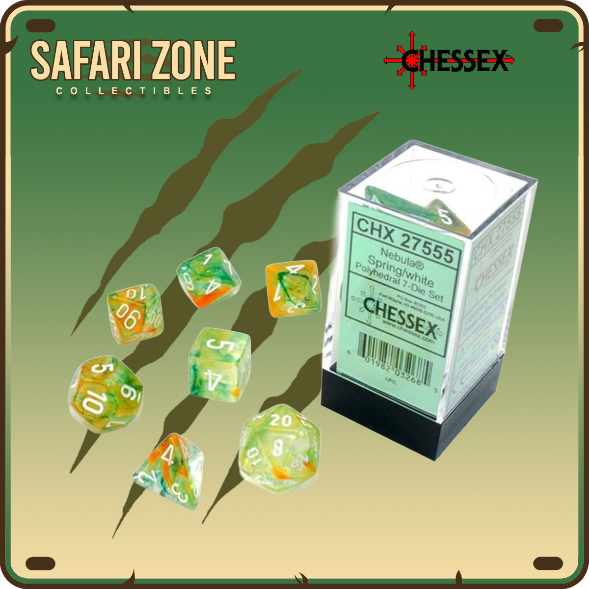 Chessex Dice - 7 Die Set - Nebula - Spring / White