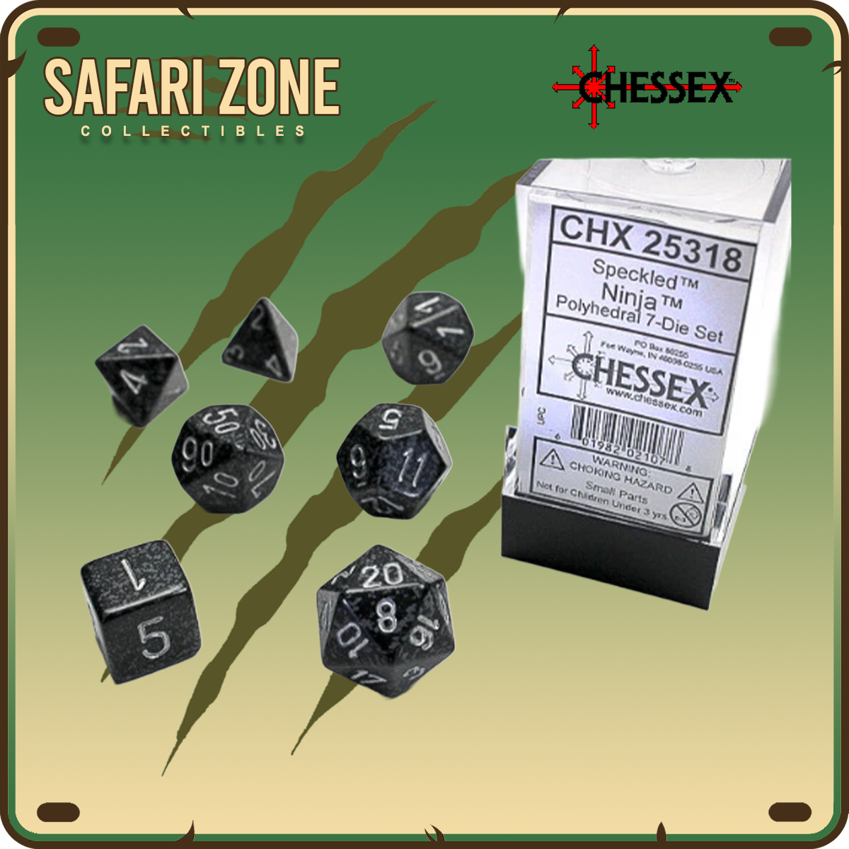 Chessex Dice - 7 Die Set - Speckled - Ninja