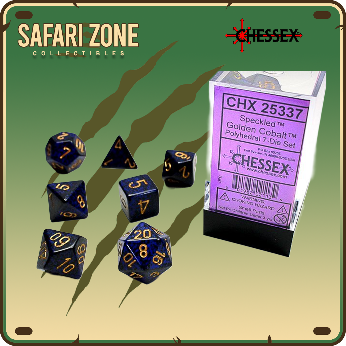 Chessex Dice - 7 Die Set - Speckled - Golden Cobalt