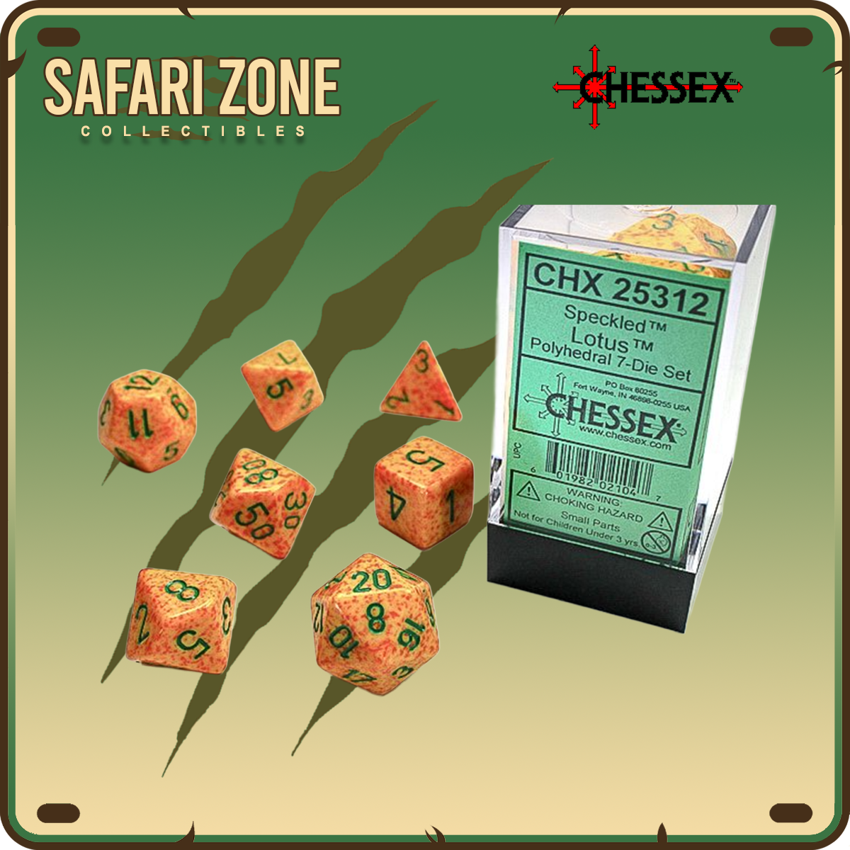 Chessex Dice - 7 Die Set - Speckled - Lotus