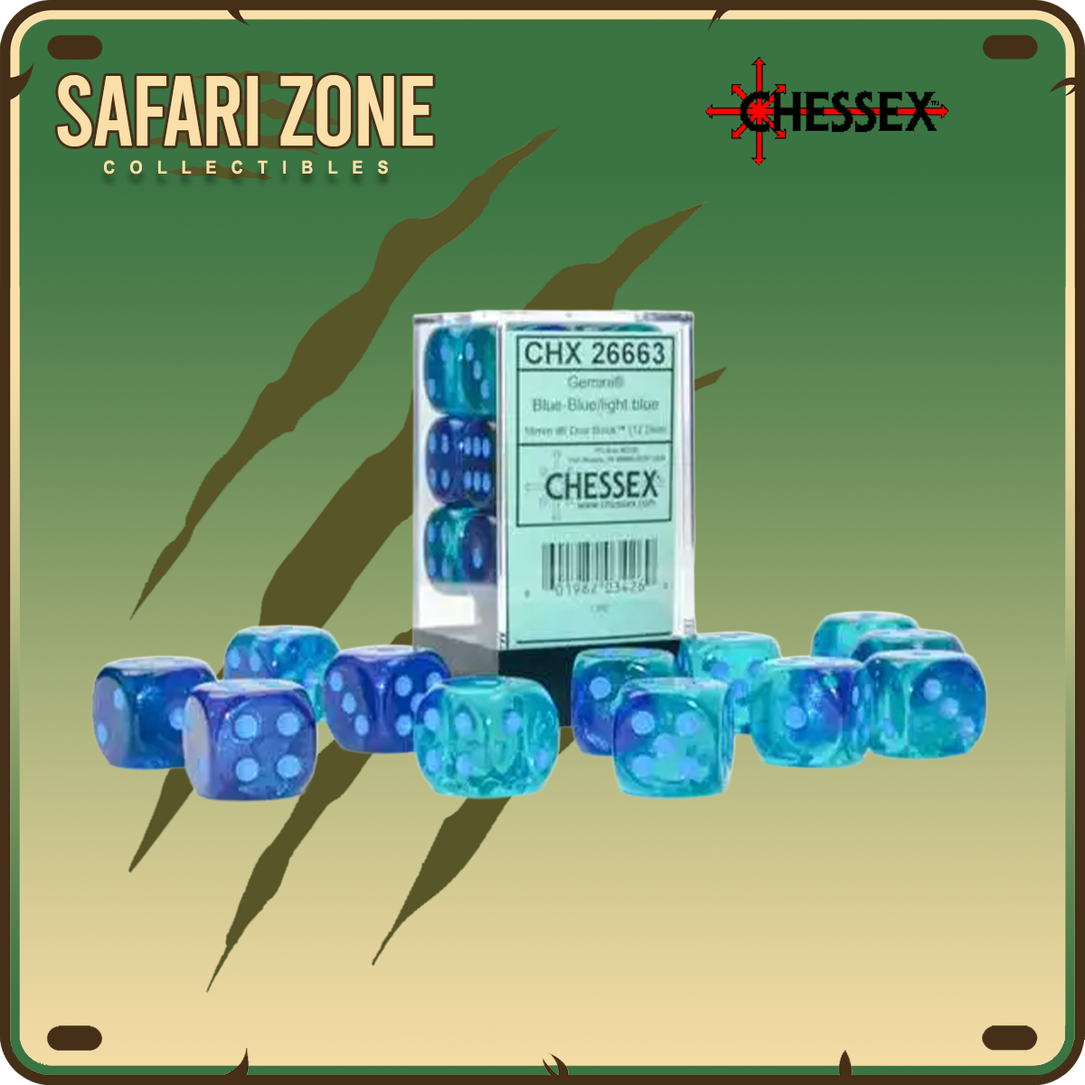 Chessex Dice - 16mm - Gemini - Blue-Blue/Light Blue