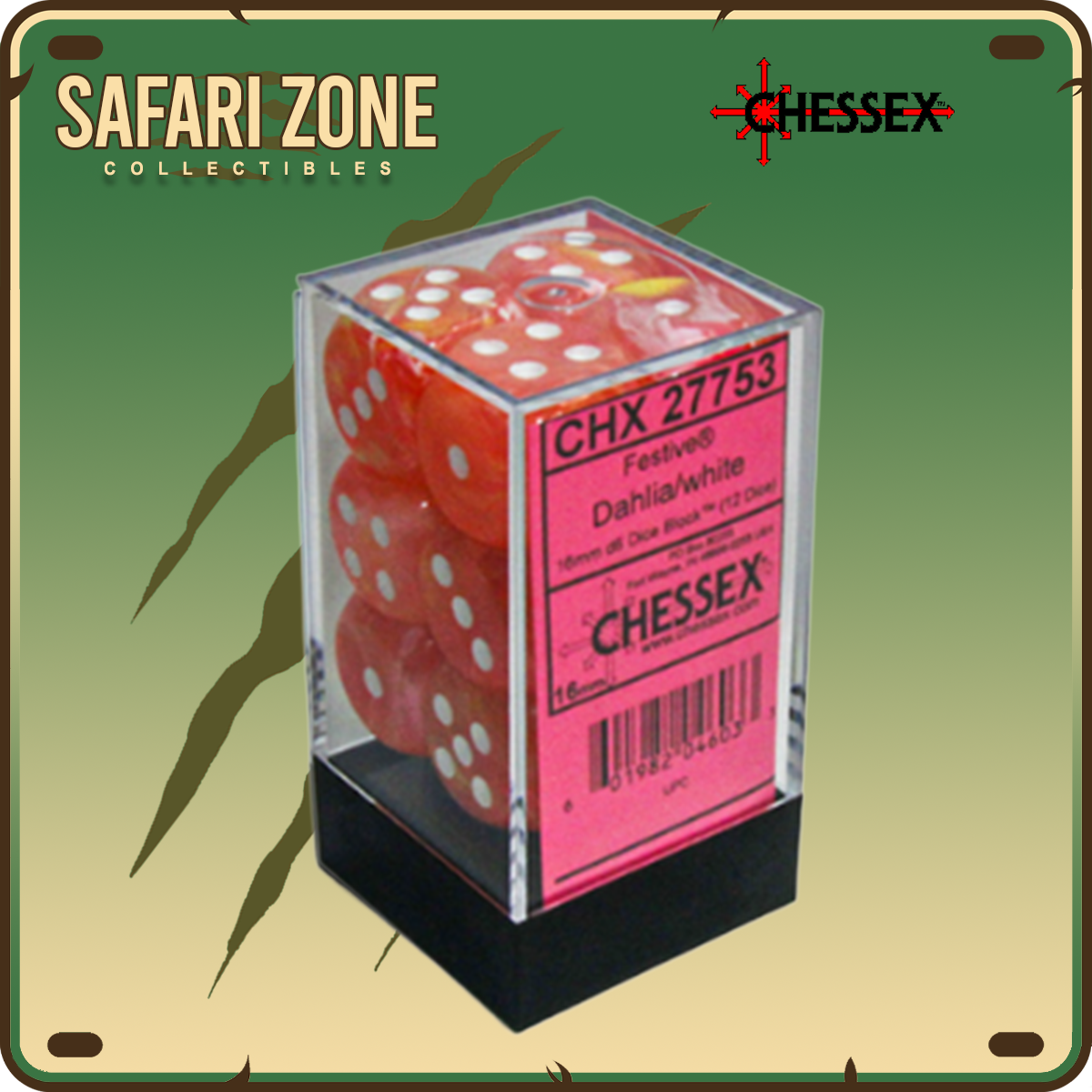 Chessex Dice - 16mm - Festive - Dahlia / White
