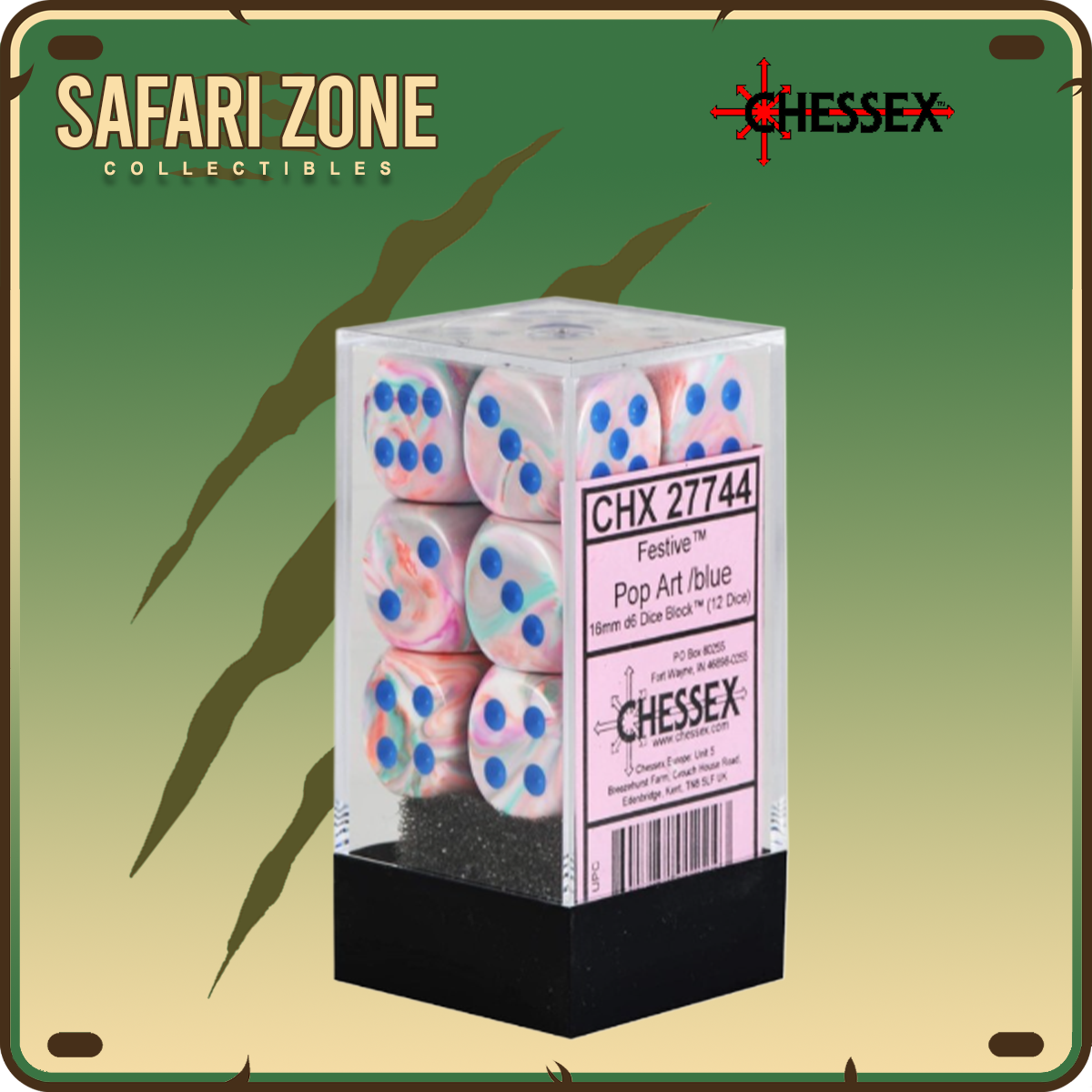 Chessex Dice - 16mm - Festive - Pop Art / Blue