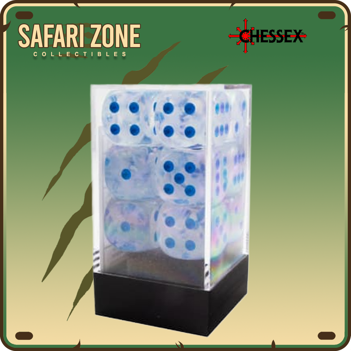 Chessex Dice - 16mm - Borealis - Icicle / Light Blue