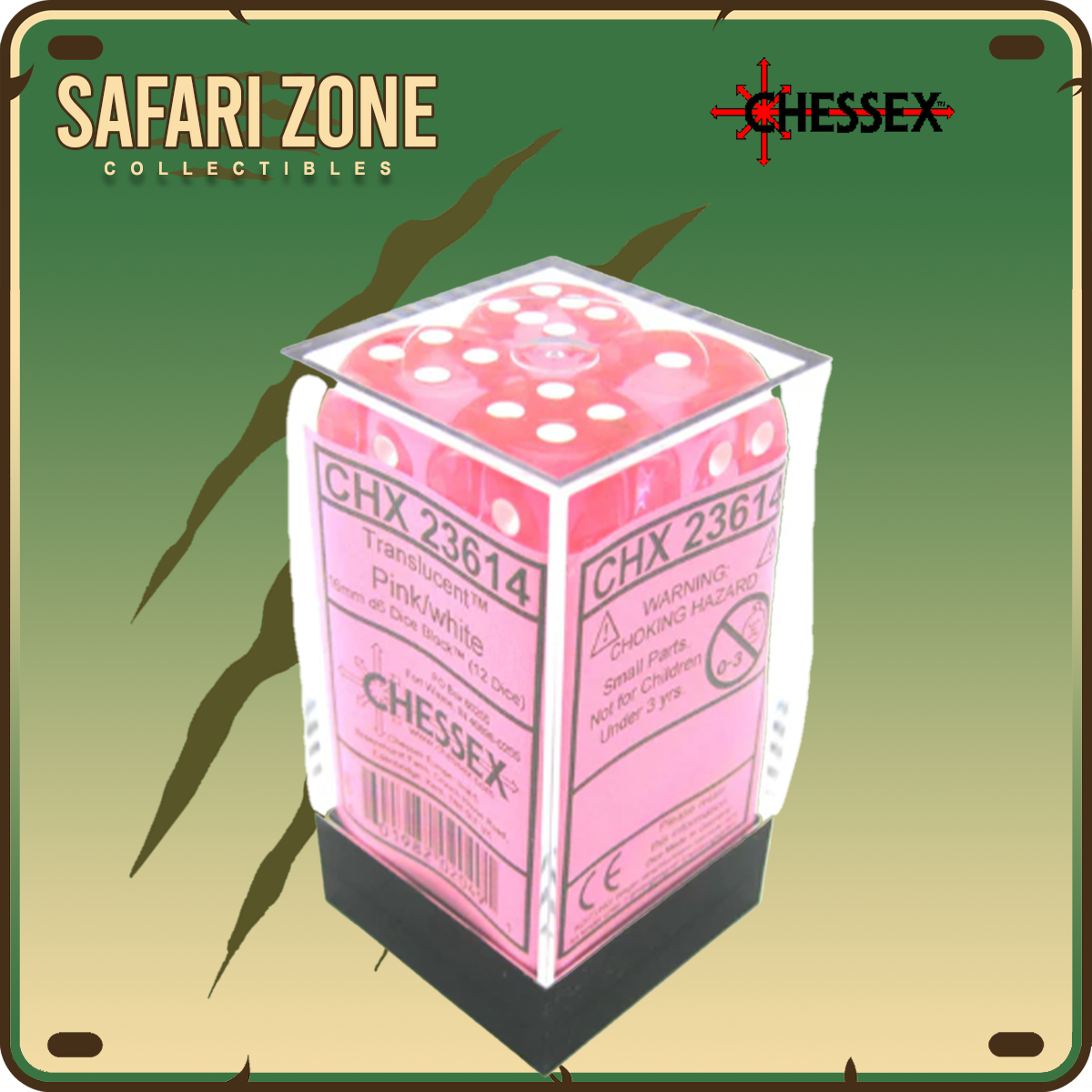Chessex Dice - 16mm - Translucent - Pink/White