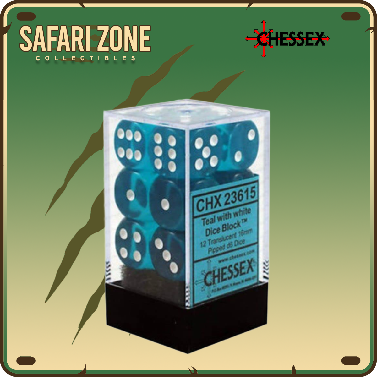 Chessex Dice - 16mm - Translucent - Teal/White