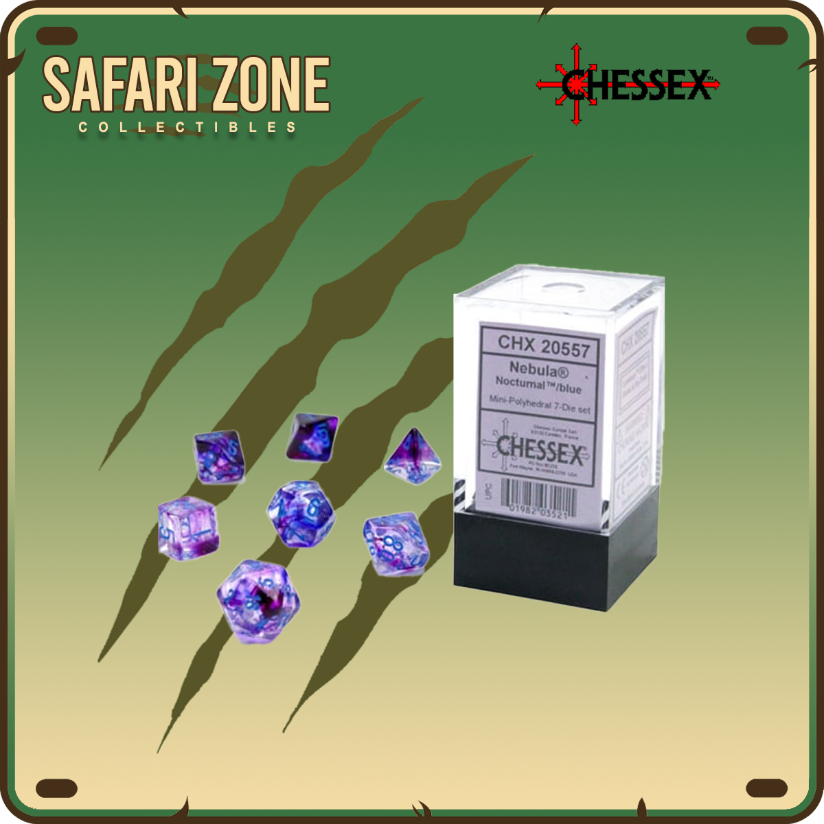 Chessex Dice - 7 Die Set - Nebula - Nocturnal / Blue