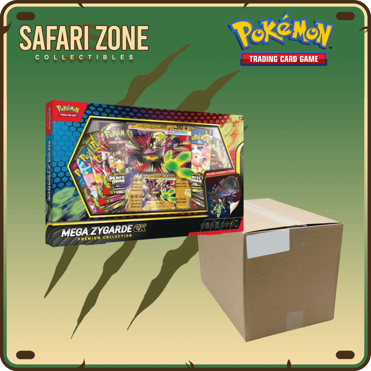 Pokemon TCG: Mega Zygarde ex Premium Collection Case Safari Zone Collectibles Pokemon TCG: Mega Zygarde ex Premium Collection Case Safari Zone Collectibles