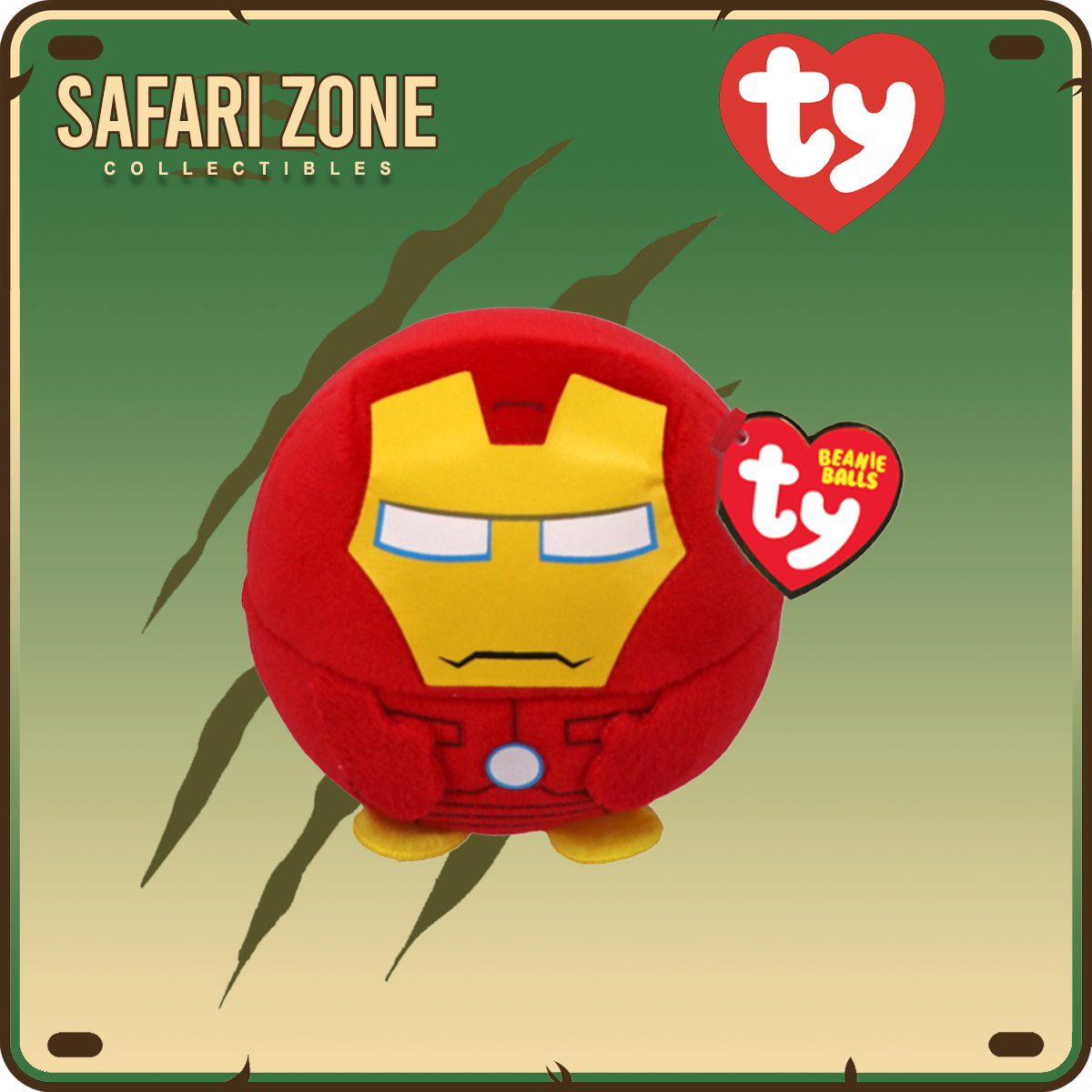 TY Beanie Babies Balls Iron Man Safari Zone Collectibles