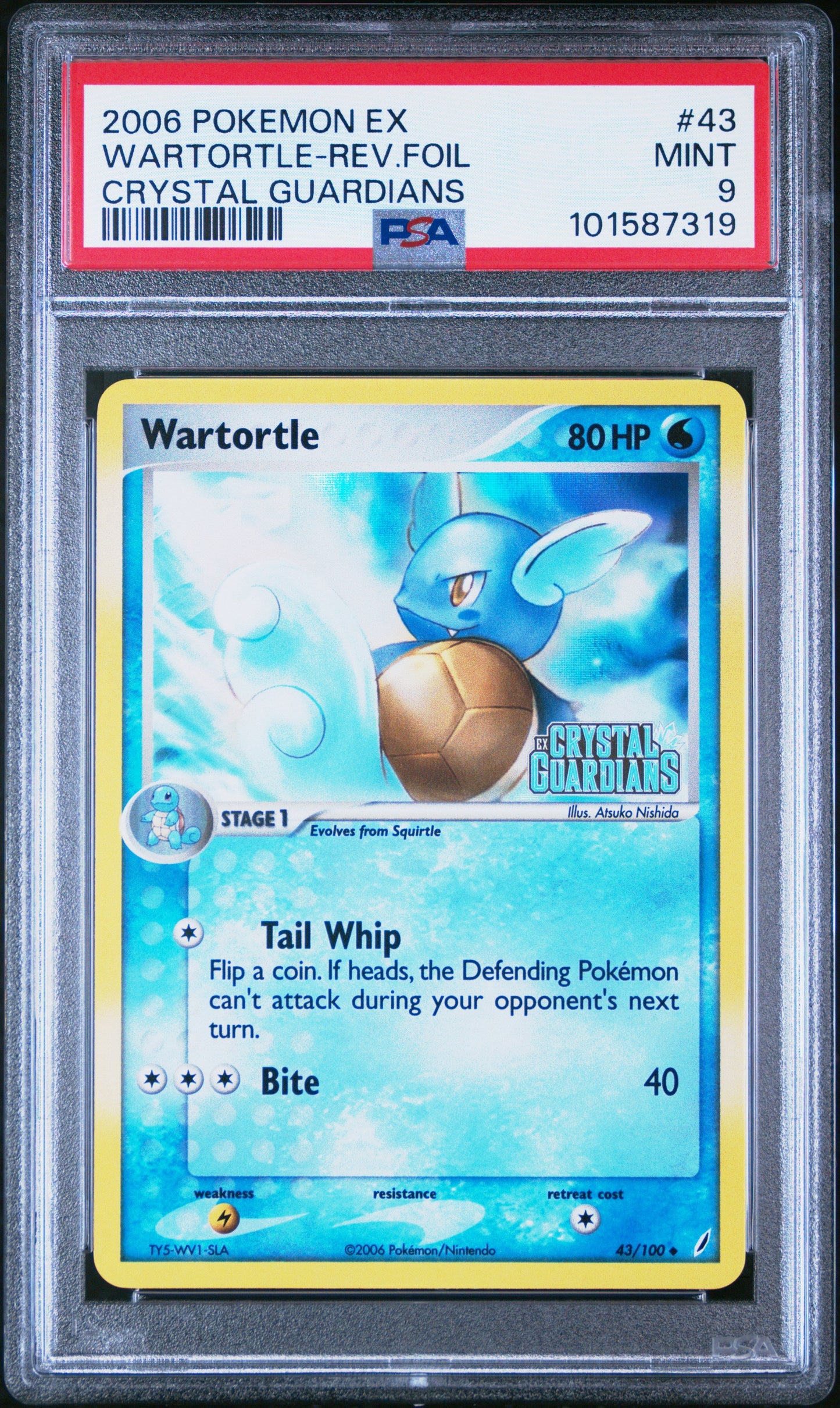 PSA 9 - Wartortle Reverse Holo Stamp - 43/100