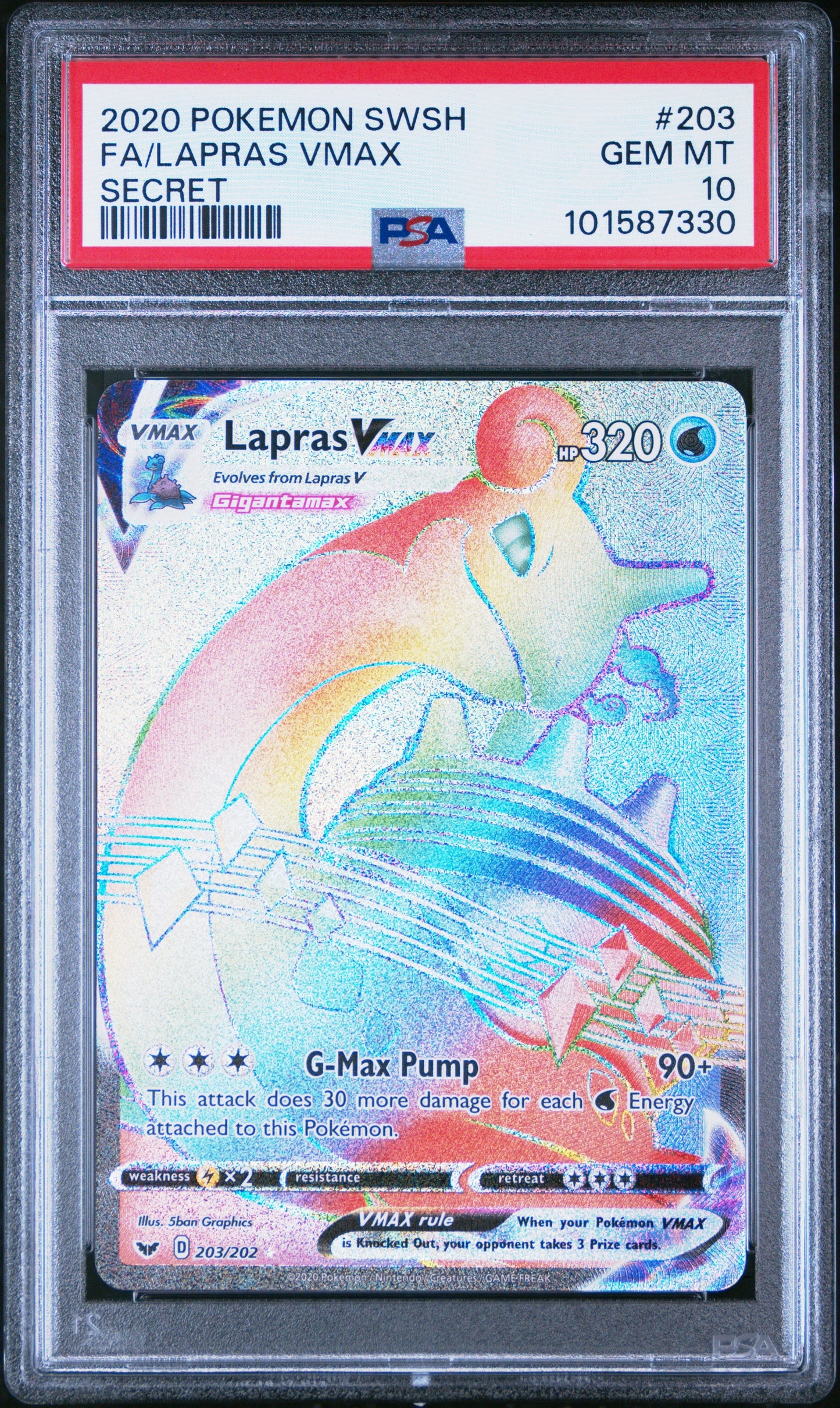 PSA 10 - Lapras VMAX  Secret - 203/202