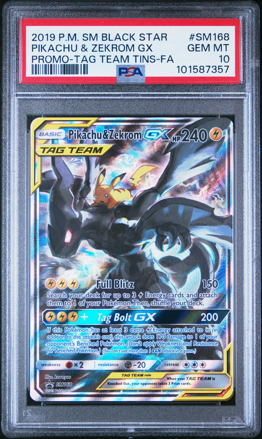 PSA 10 - Pikachu & Zekrom GX Promo - SM168