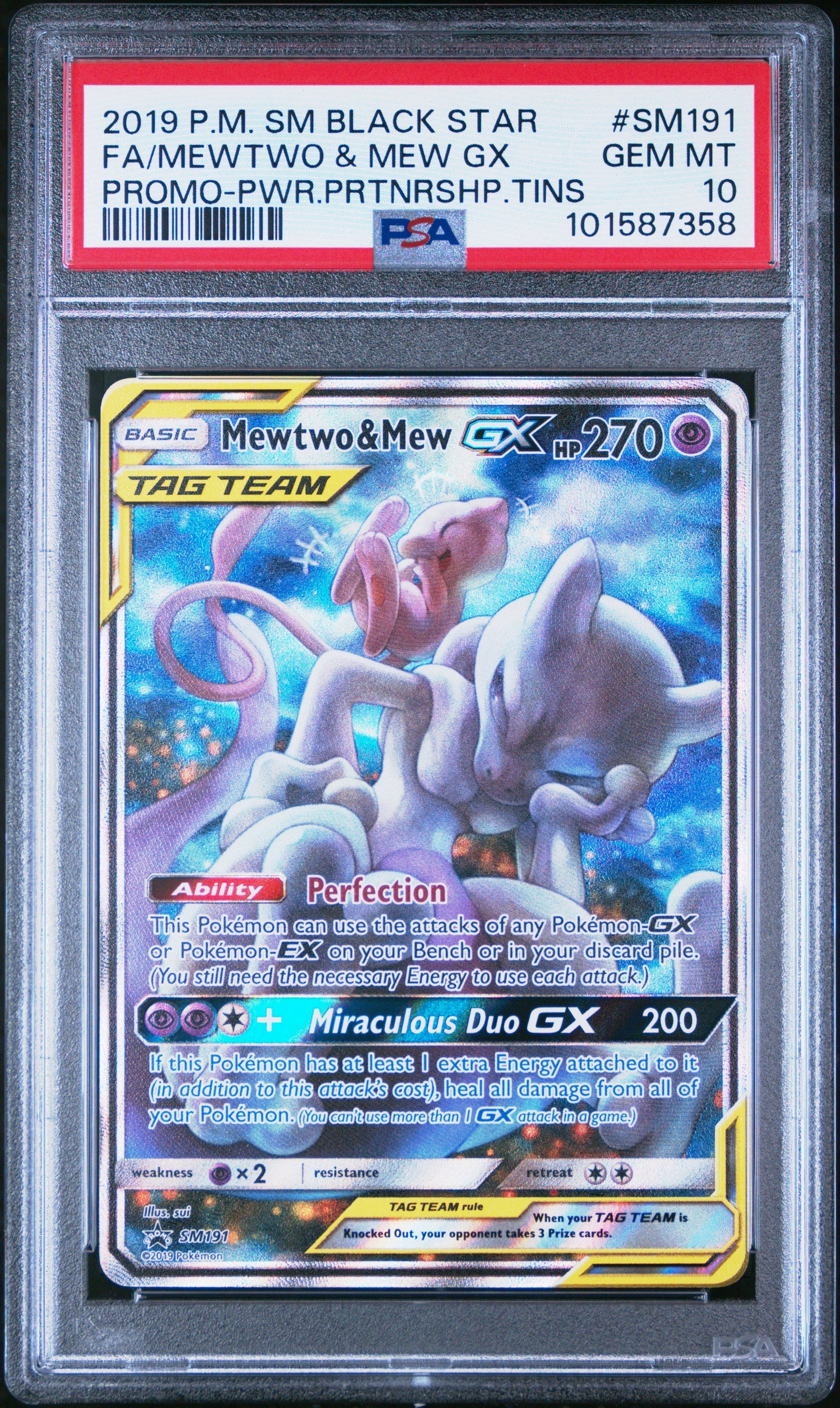 PSA 10 - Mewtwo & Mew GX Promo - SM191