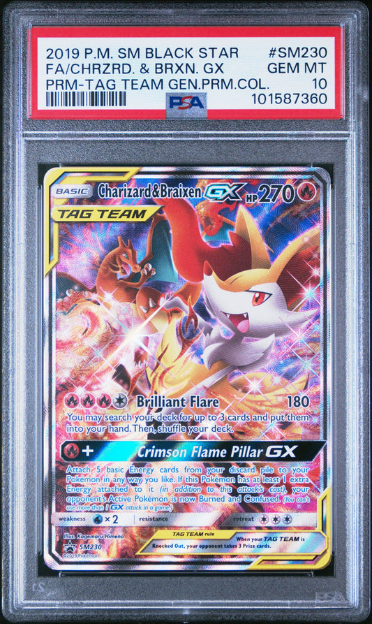 PSA 10 - Charizard & Braixen GX Promo - SM230