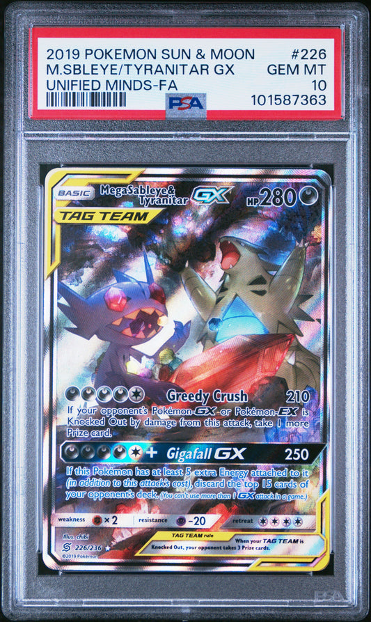 PSA 10 - Mega Sableye & Tyranitar GX Alt Art - 226/236