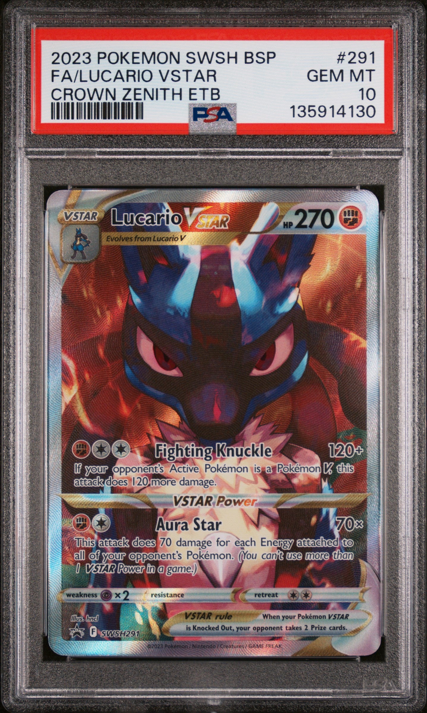PSA 10 - Lucario Vstar #291