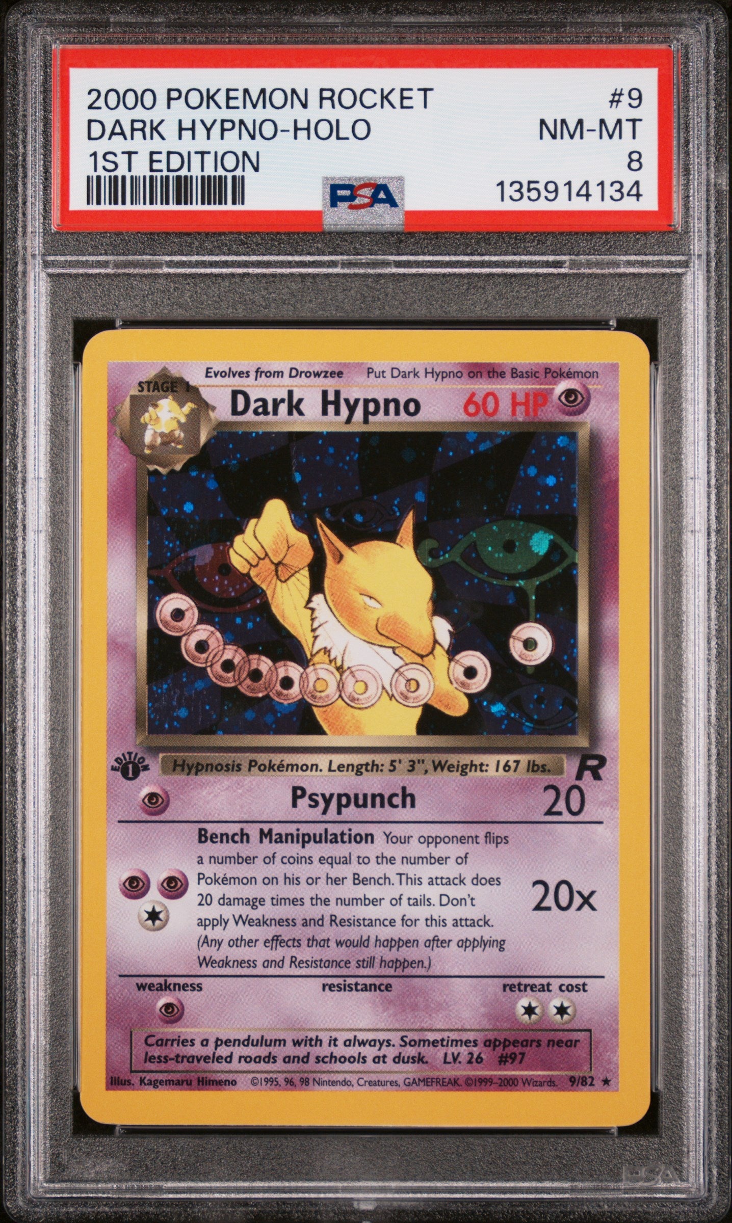 PSA 8 - 1st Edition Holo Dark Hypno