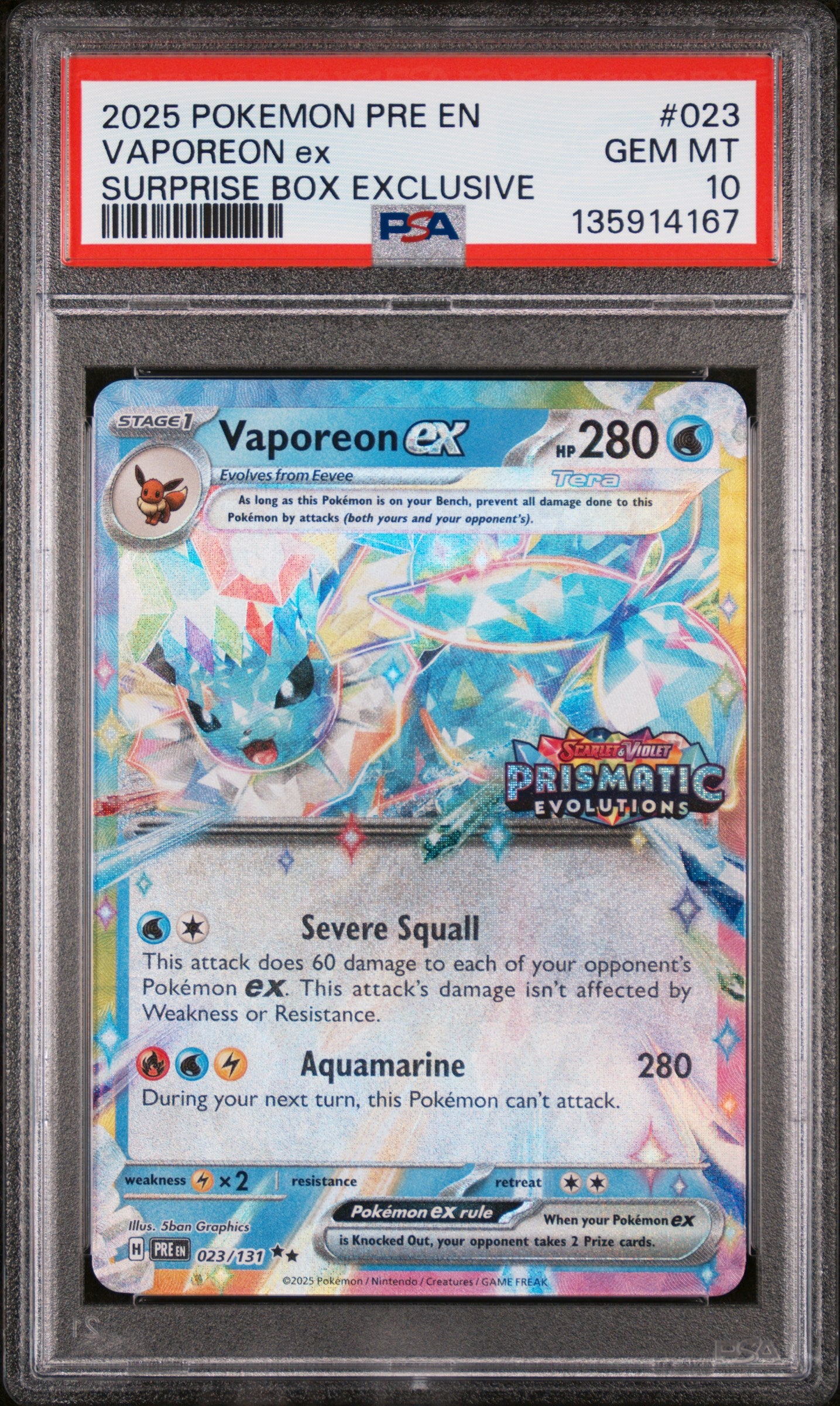 PSA 10 - Vaporeon ex #023