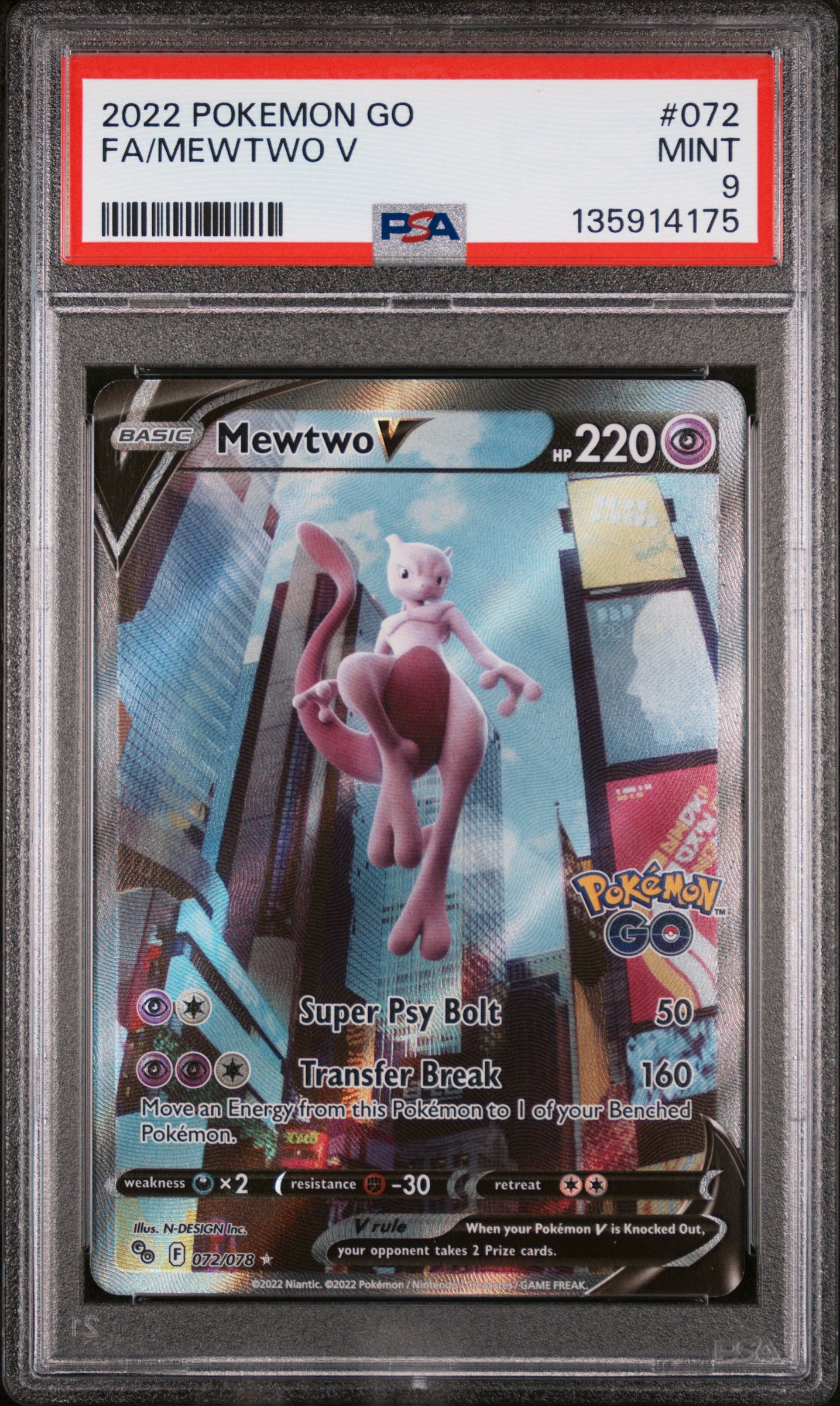 PSA 9 - Mewtwo V #072