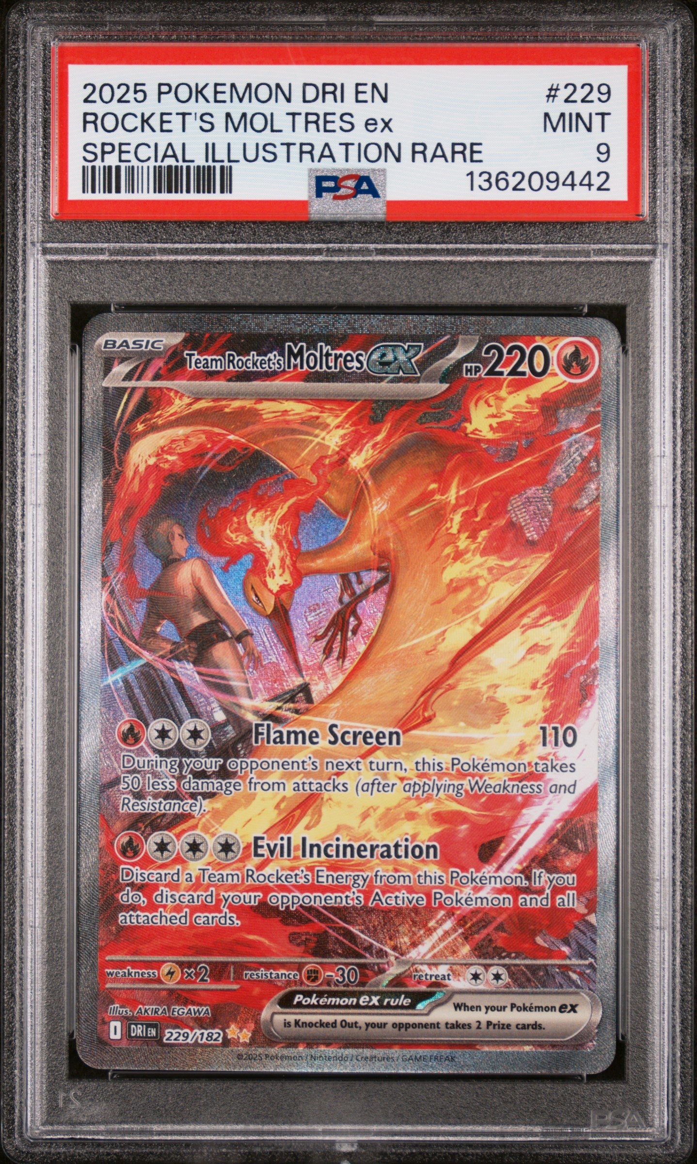 PSA 9 -  ROCKET'S MOLTRES ex SPECIAL ILLUSTRATION RARE #229