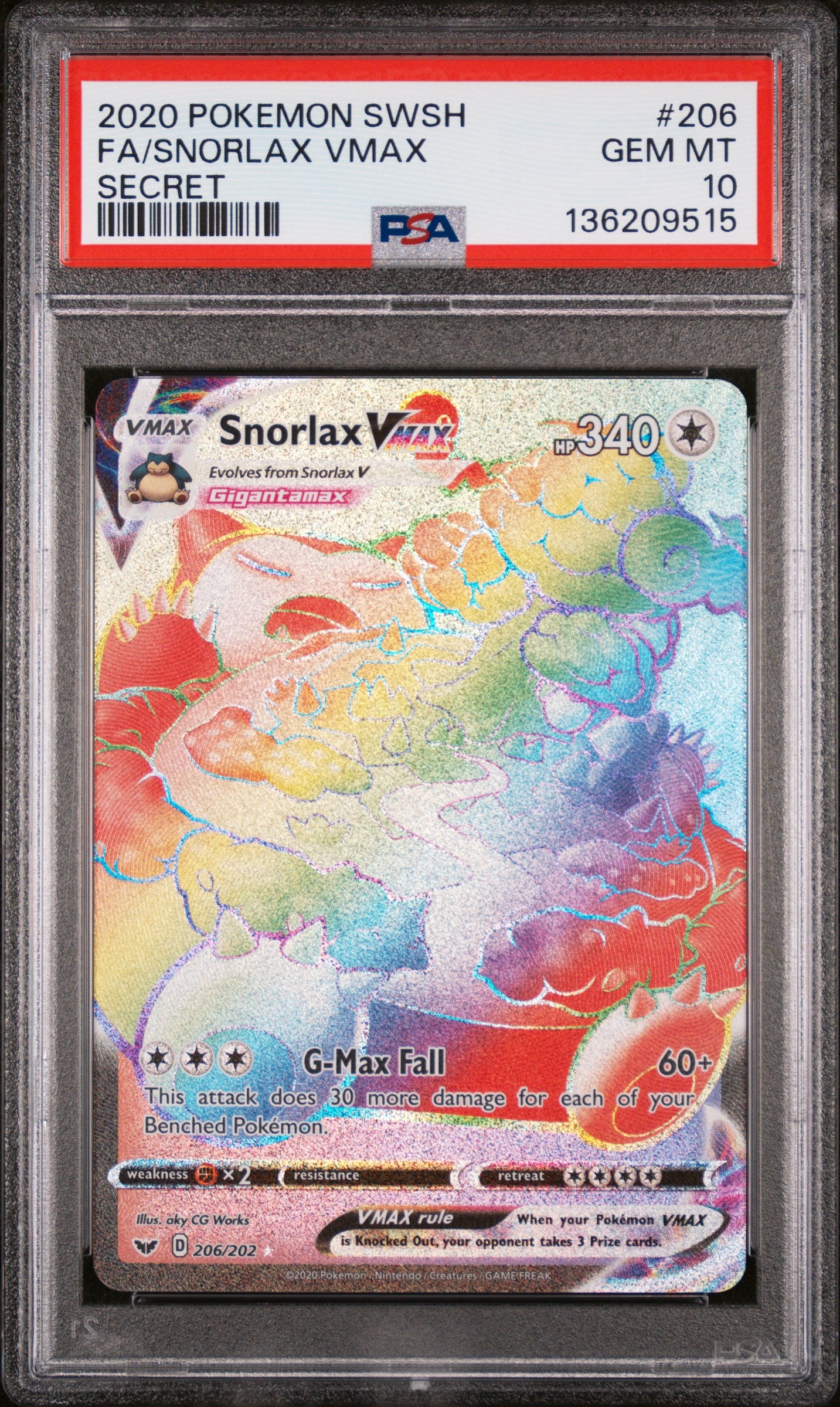 PSA 10 - Snorlax Vmax #206