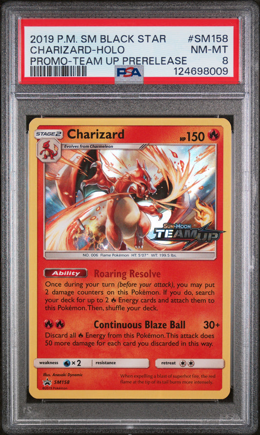 PSA 8 - Charizard Team Up Prerelease Promo SM158