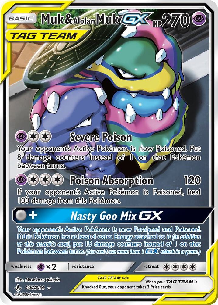 PKMN Singles  - Muk & Alolan Muk GX (197) (Full Art)