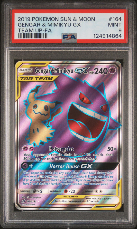 PSA 9 - Gengar & Mimikyu GX #164