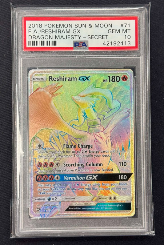 PSA 10 - Reshiram GX Secret - 71/70