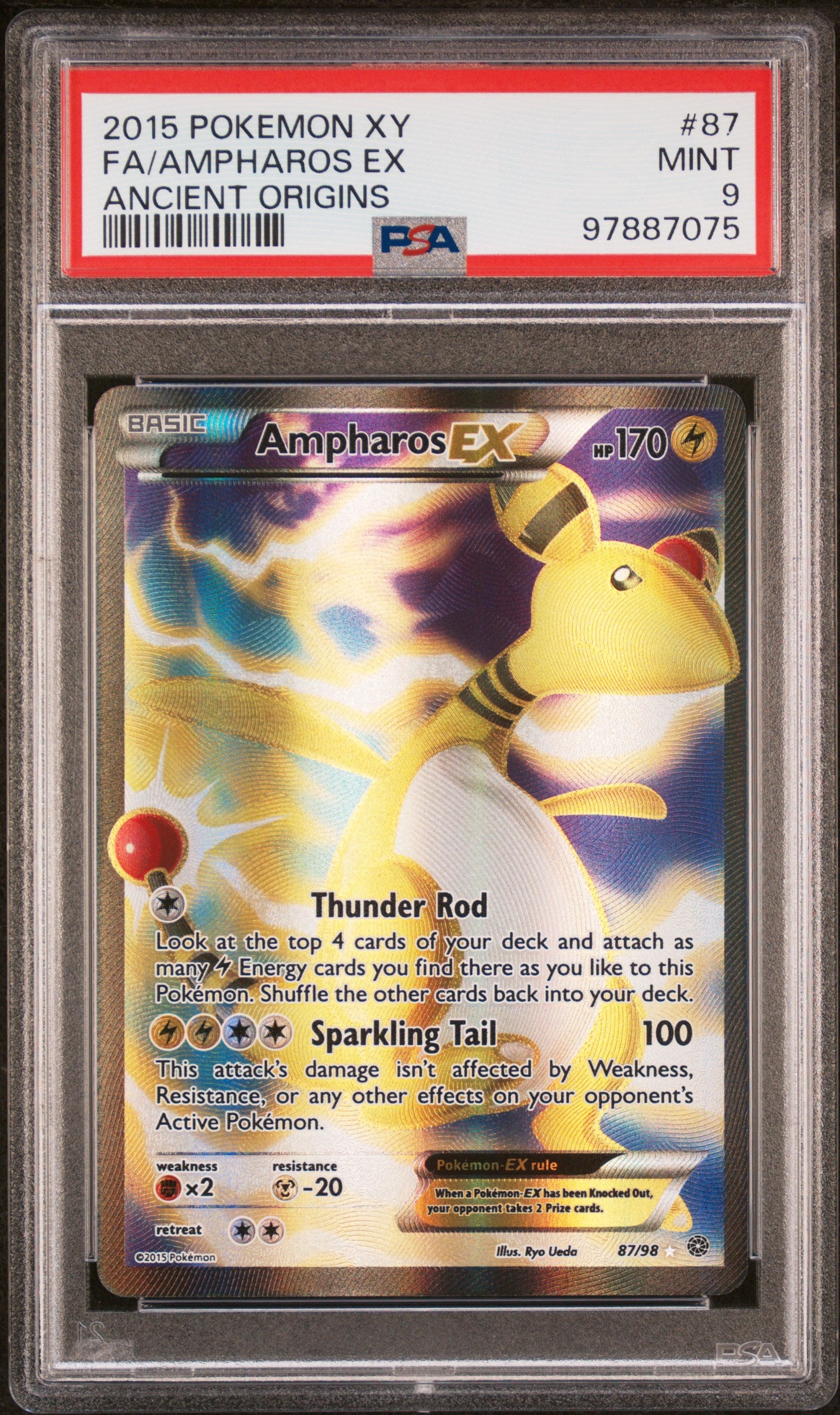 PSA 9 - Ampharos EX Full Art - 87/98