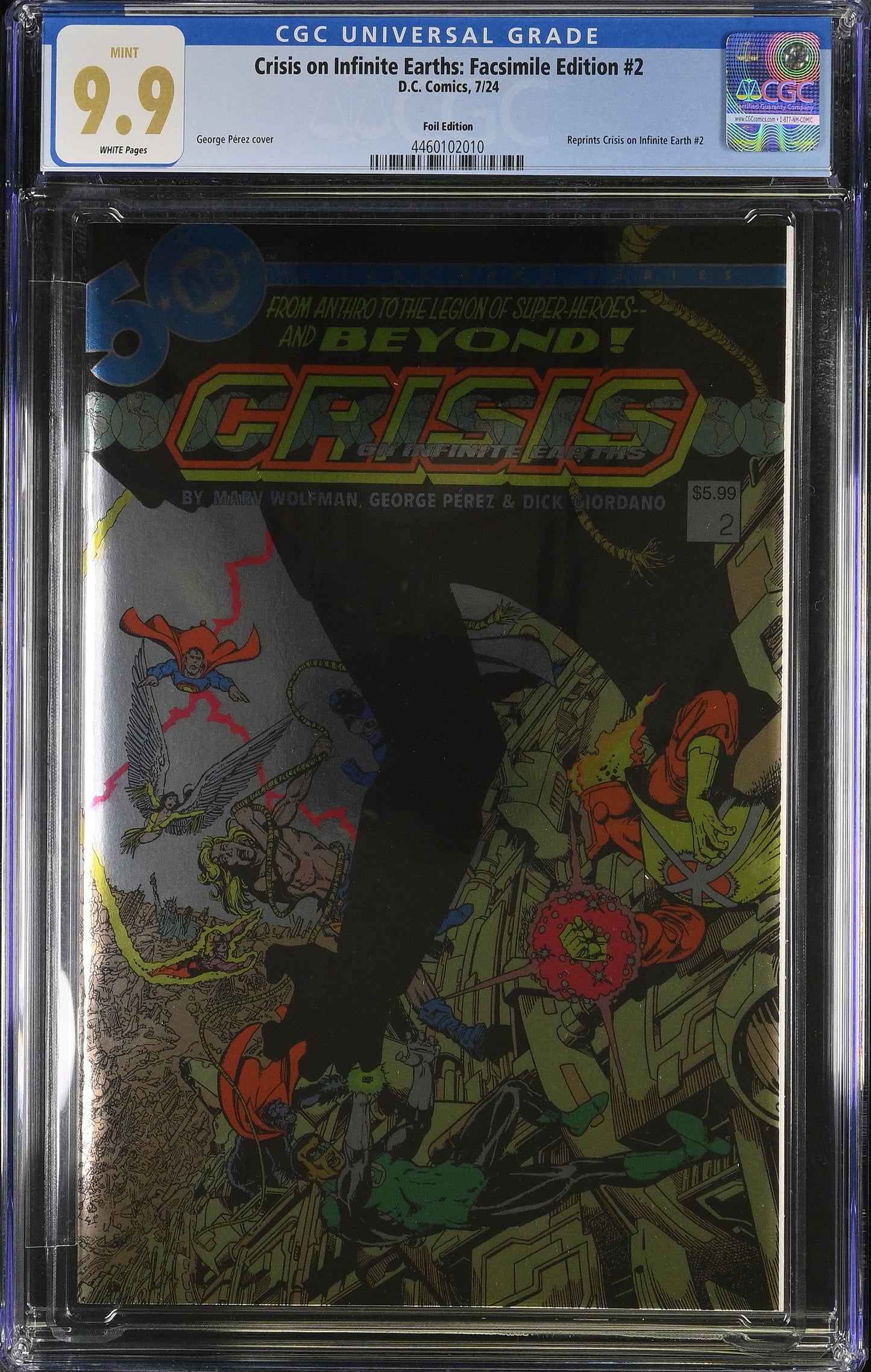 CGC Graded Comics: 9.9 Crisis on Infinite Earths: Facsimile Edition #2 Foil Cover