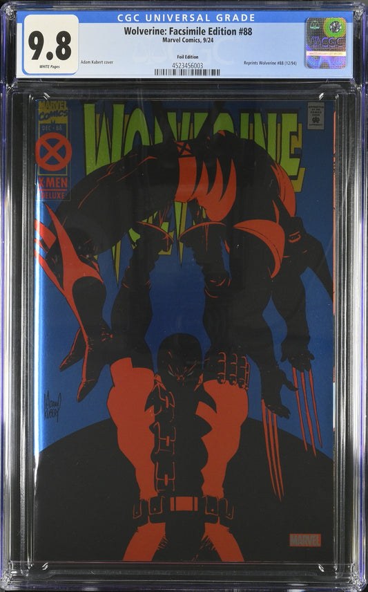 CGC Graded Comics: 9.8 Wolverine: Facsimile Foil Edition - Adam Kubert cover