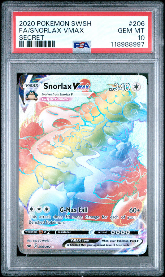 PSA 10 - Snorlax Vmax 206/202