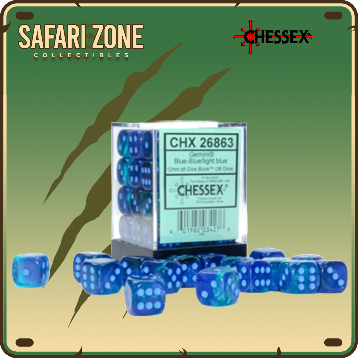 Chessex Dice - 12mm - Blue-Blue/Light Blue