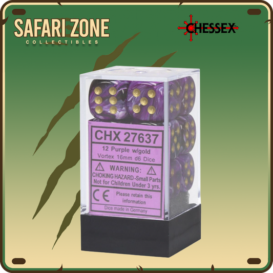 Chessex Dice - 16mm - Vortex - Purple / Gold